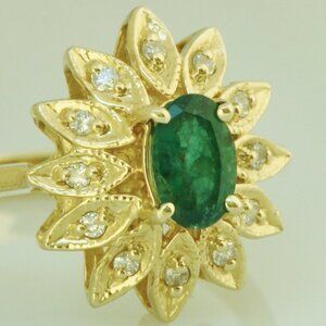 $3450 / NEW / Effy Emerald & Diamond 14K Yellow Gold Ring / Luxury